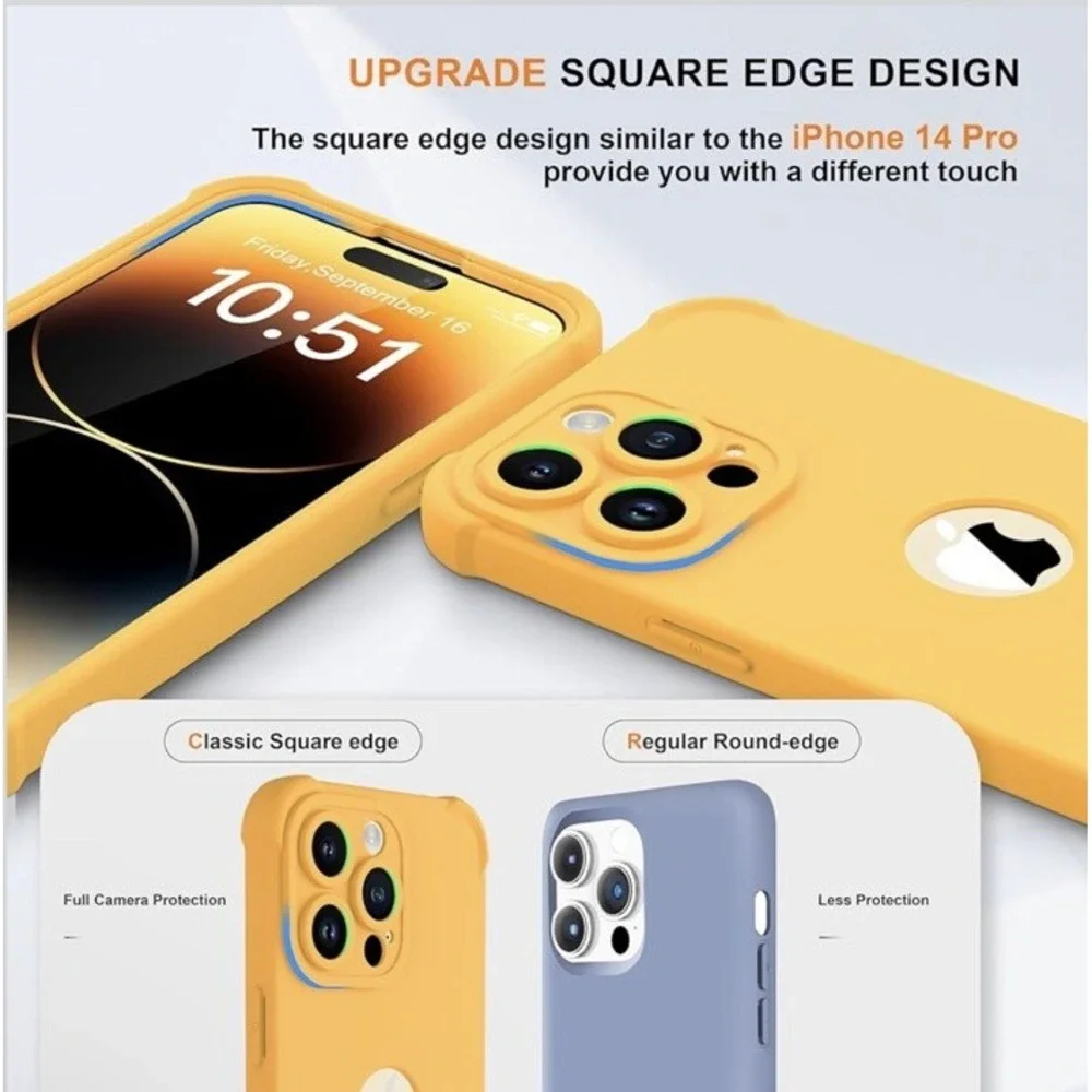 ORETECH iPhone 14 Pro Max Case 2 Screen Protectors Slim Thin Cover Orange Yellow